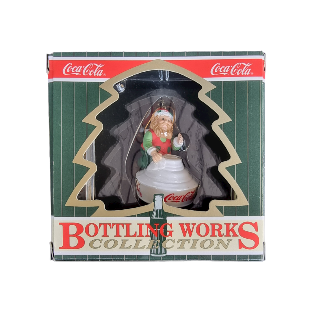 Coca Cola Bottling Works Collection - Christmas Ornament Santa Polishing Coca Cola Chandelier
