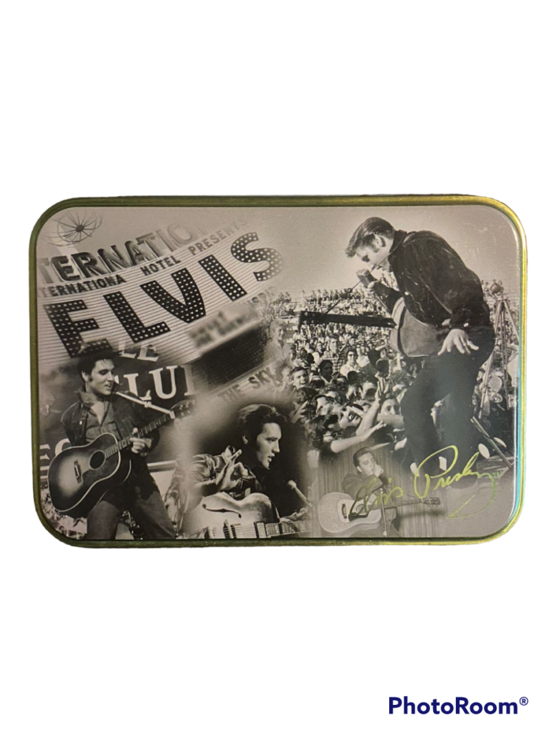 Zwart/witte Elvis Presley metal collector's tin