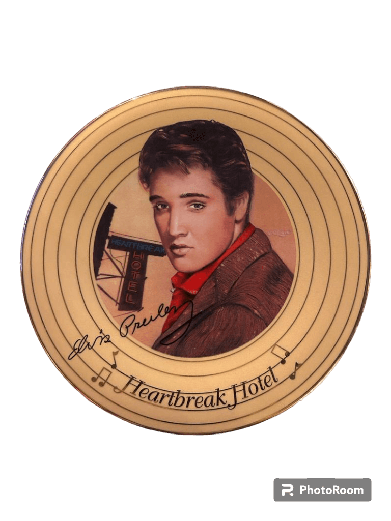 Elvis porseleinen bord 'Heartbreak Hotel' goud