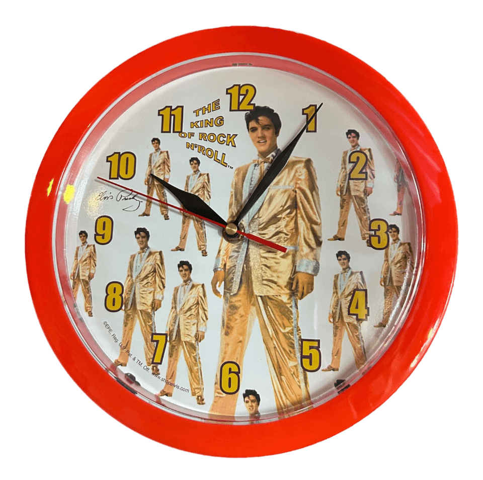 the king of rock and roll elvis presley red gold clock gold suite