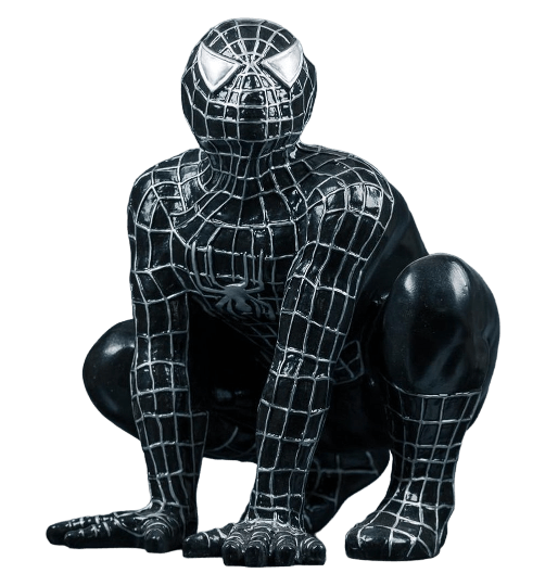 spiderman beeld hurkend figure figurine crouching black