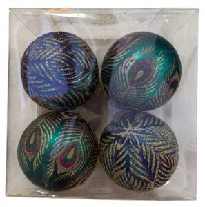 kerstballen 4pc peacock