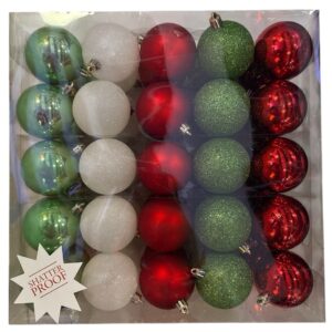 kerstballen 50pc rood:groen:wit
