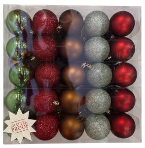 kerstballen 50pc rood:groen:zilver